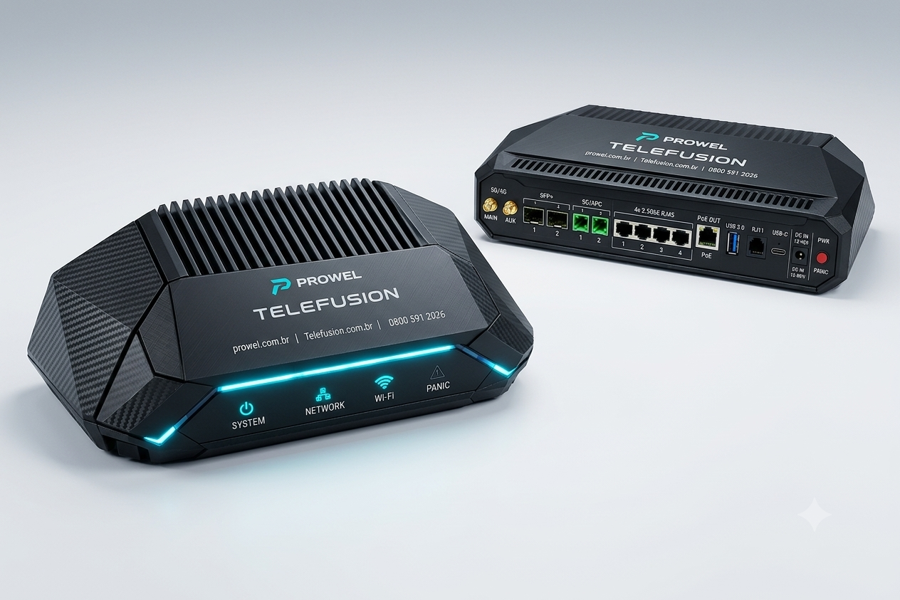 Telefusion Atlas 3000 — edge gateway avançado com interfaces ópticas e 2.5GbE.